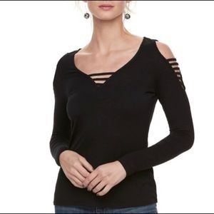 2 EUC Rock&Republic Strappy cold shoulder tops SzL